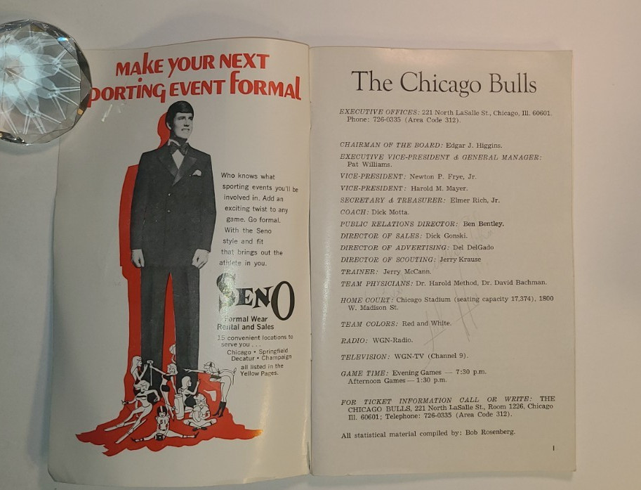 1969 Chicago Bulls Program Celtics John Havlicek DOUBLE SIGNED Auto Dick Motta