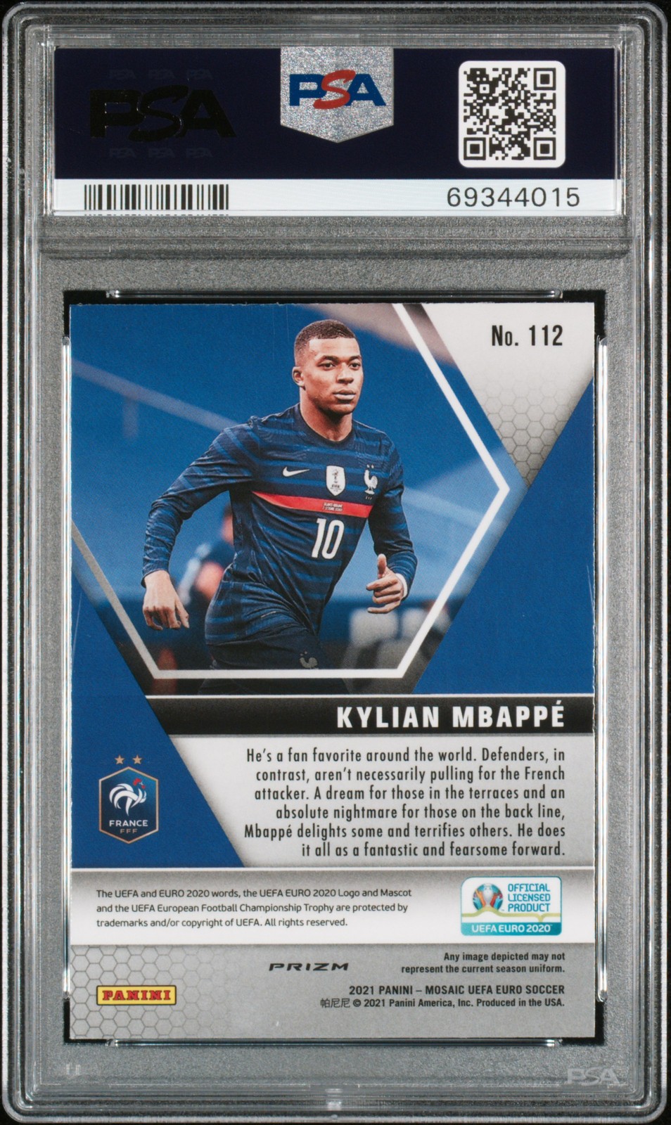 2020 Panini Mosaic Uefa Euro 2020 #112 Kylian Mbappe Camo Pink Mosaic PSA 10