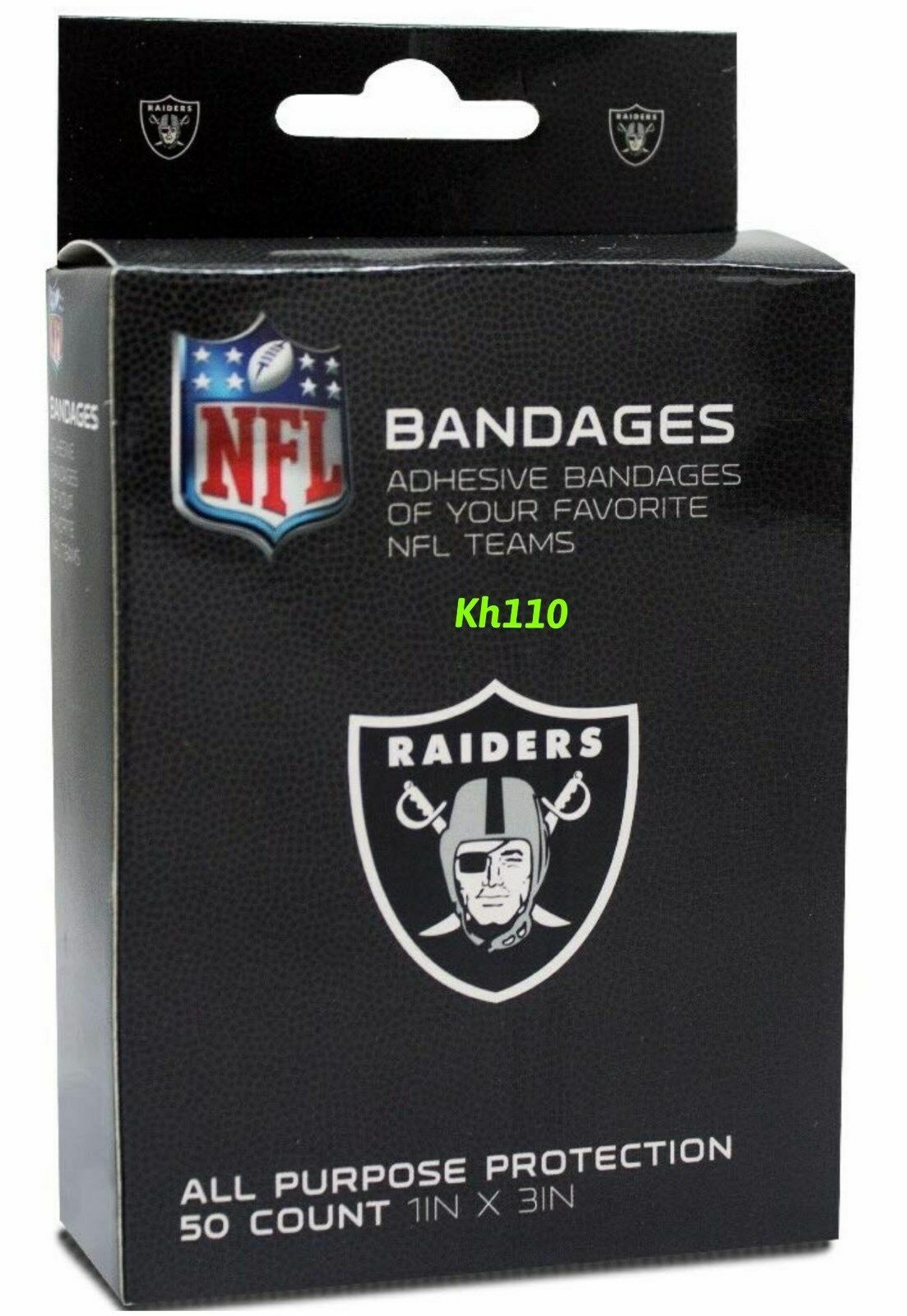 NFL Team Logo Bandages 1″x 3″, 50 Count in Box-Officially Licensed