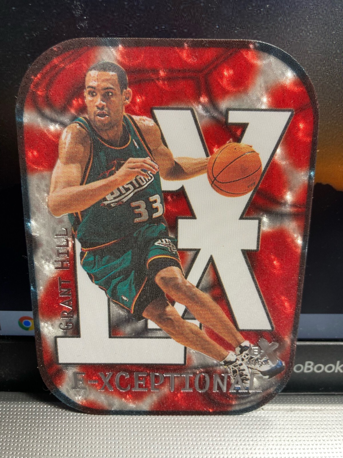 NBA Crdas 2PCS. GRANT HILL (E-XCEPTIONAL) 2000 (6 OF 15XC) GREEN 189/500 & RED