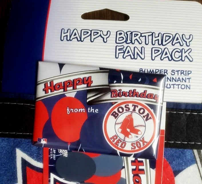 Boston Red Sox 2007 Happy Birthday Fan Pack 3piece Pennant Bumper Sticker Button
