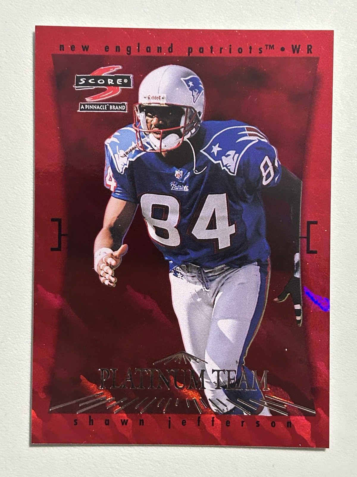 1997 Score Shawn Jefferson Platinum Team Red Flood SSP #4 Of 15 – Patriots