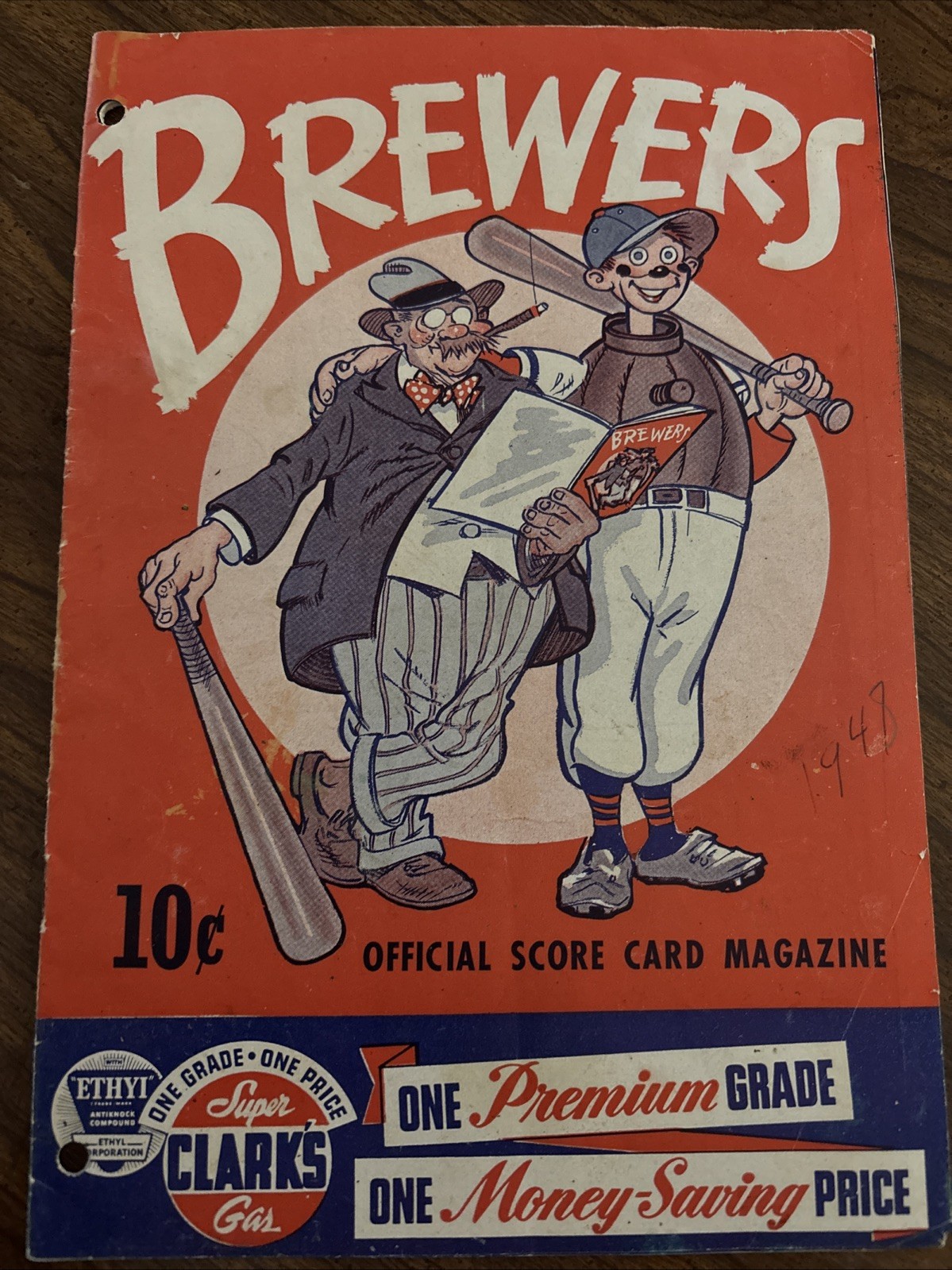 1948 Milwaukee Brewers Official Score Card Magazine Advertising Miller Clark’s