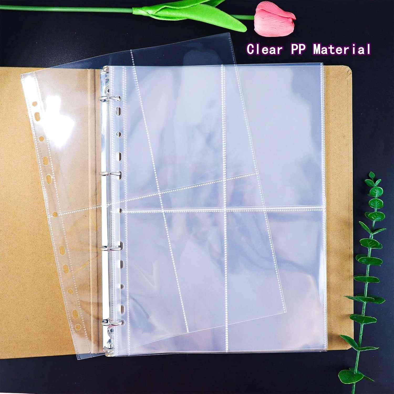 20 Sheets A4 Binder Sleeves Plastic PP Photocard Sleeves 11 Holes 4 Pockets C…