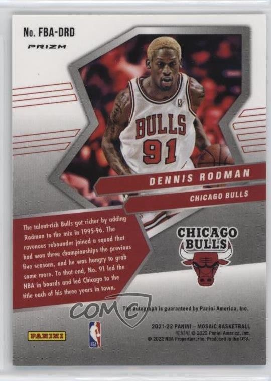 2021-22 Panini Mosaic Fast Break Dennis Rodman #FBA-DRD Auto HOF 14mf