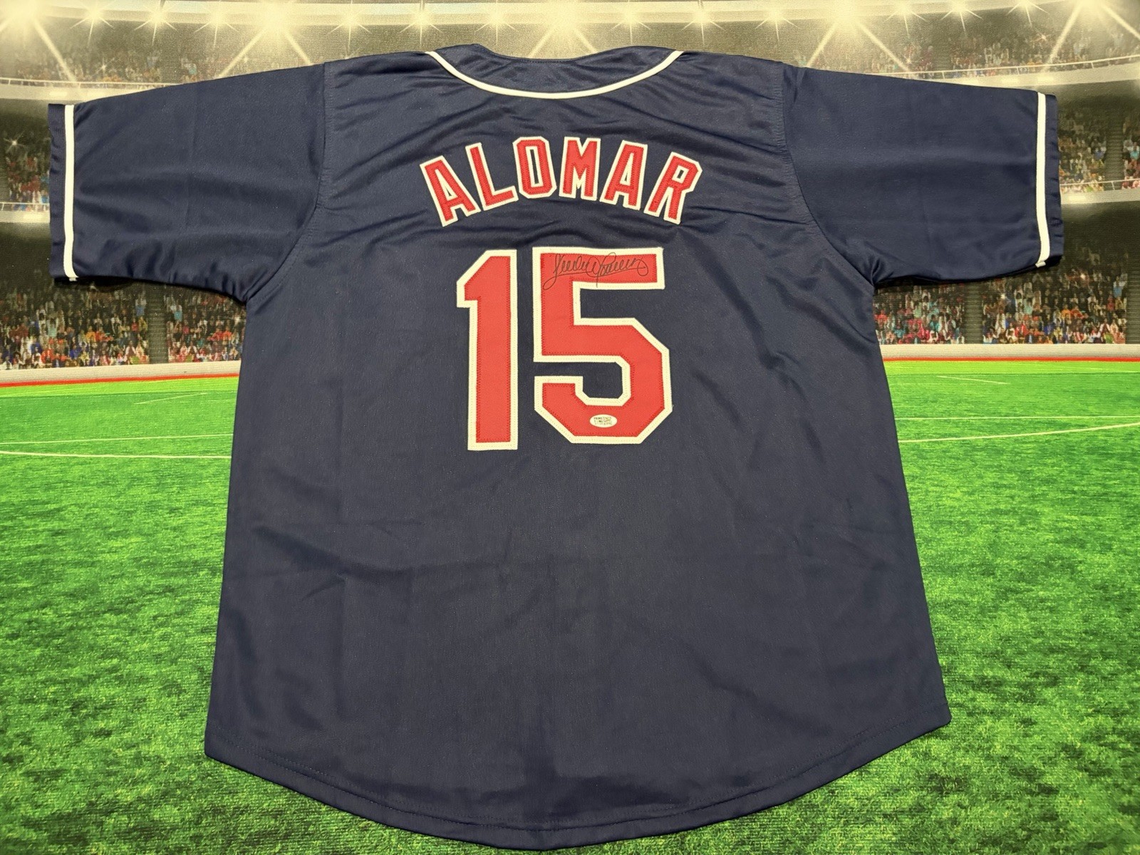 Sandy Alomar JR #15 Signed Auto Custom Cleveland Indians Jersey Sz XL COA