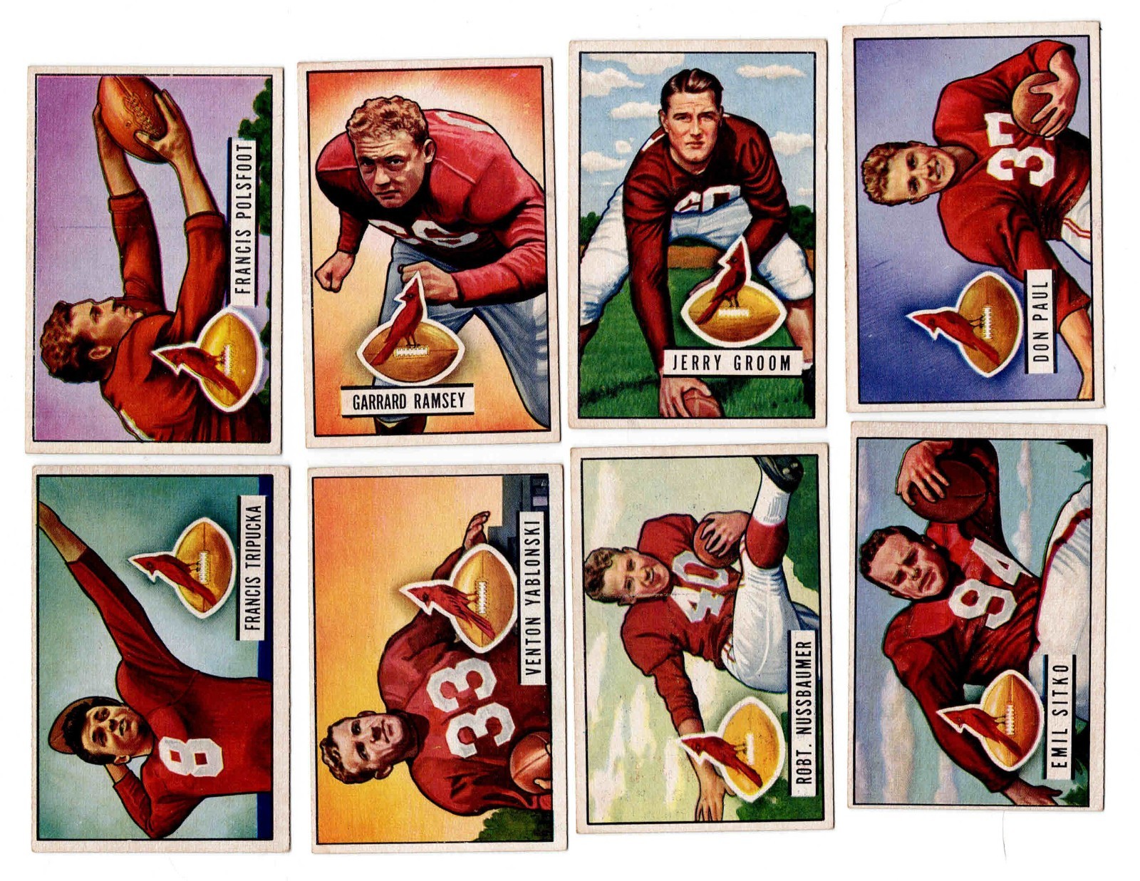 1951 Bowman Football Cards Part Set Qty 75 Different Many HOF Players.