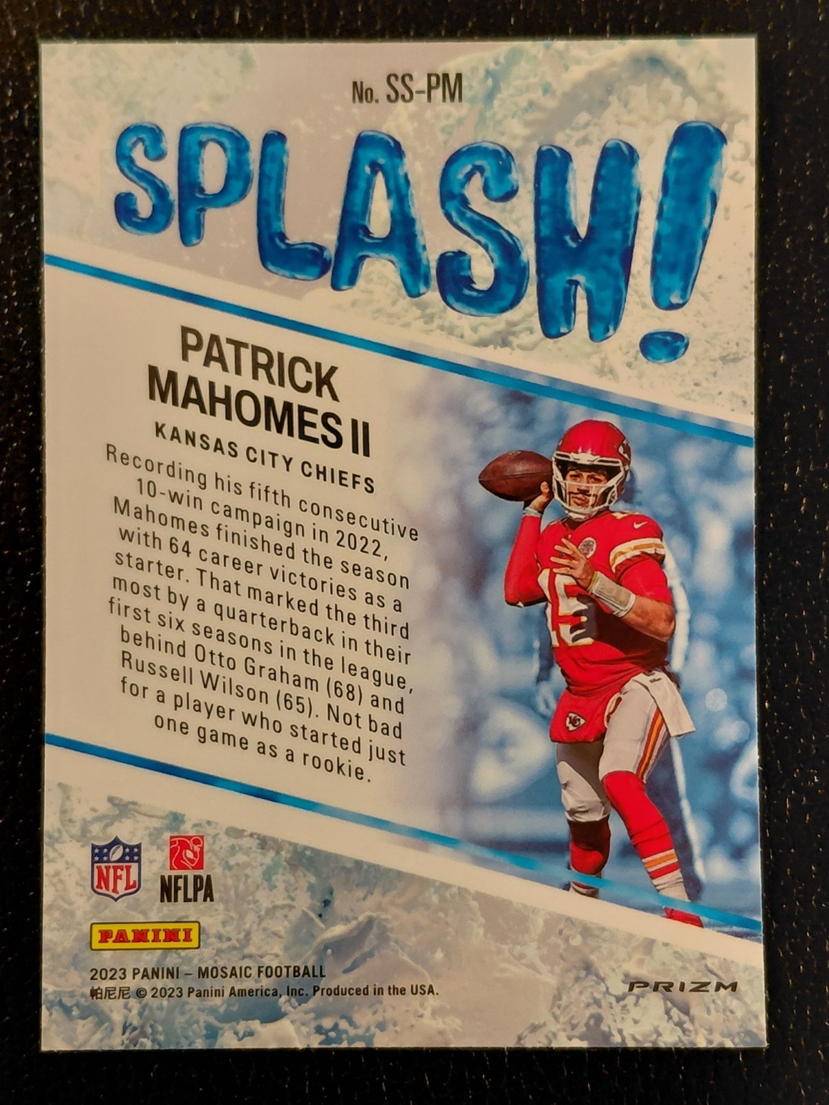 2023 Panini Mosaic Splash Patrick Mahomes II Silver Holo Prizm #SS-PM Chiefs