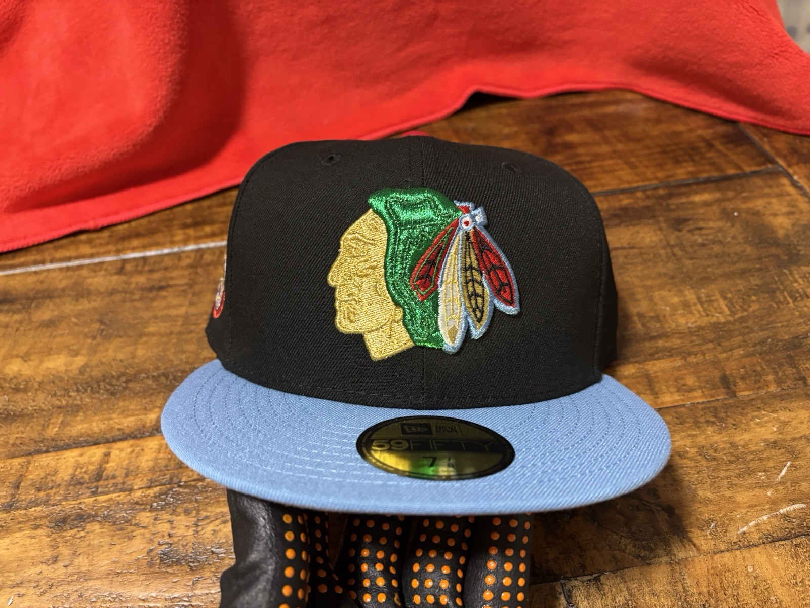 Chicago Blackhawks Always Original Sky Blue Black New Era Fitted 7 7/8 Gray UV