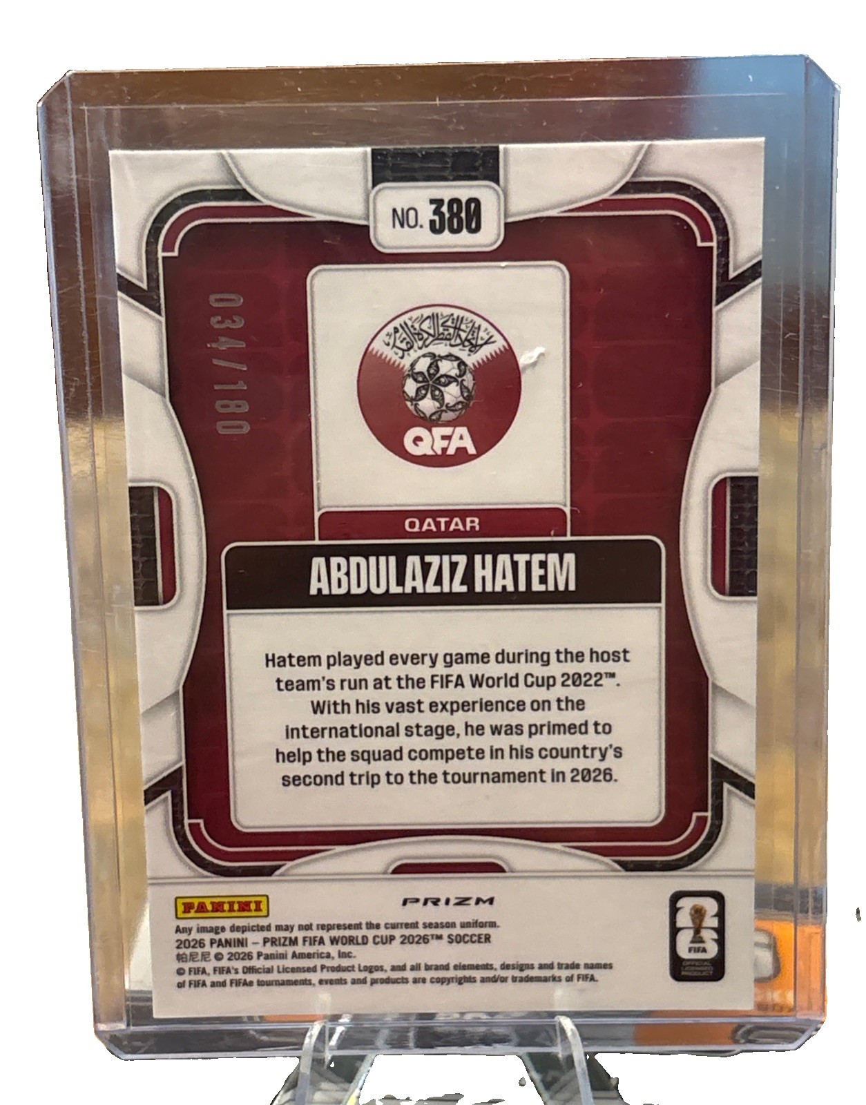 2026 Prizm World Cup Abdulaziz Hatem Yellow Prizm /180 QATAR