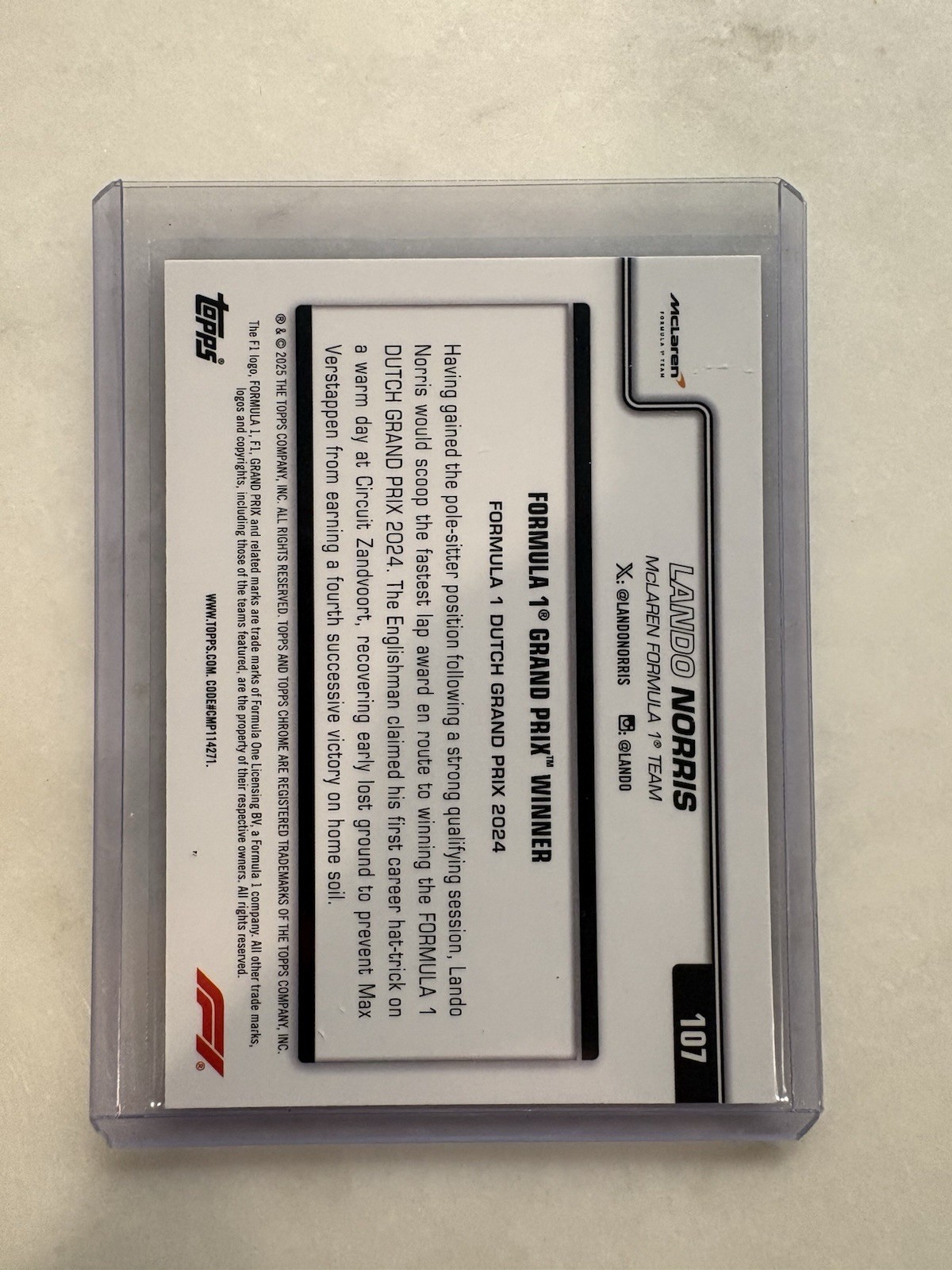 2025 Topps Chrome Sapphire Edition Formula 1 – Grand Prix Winners Lando…