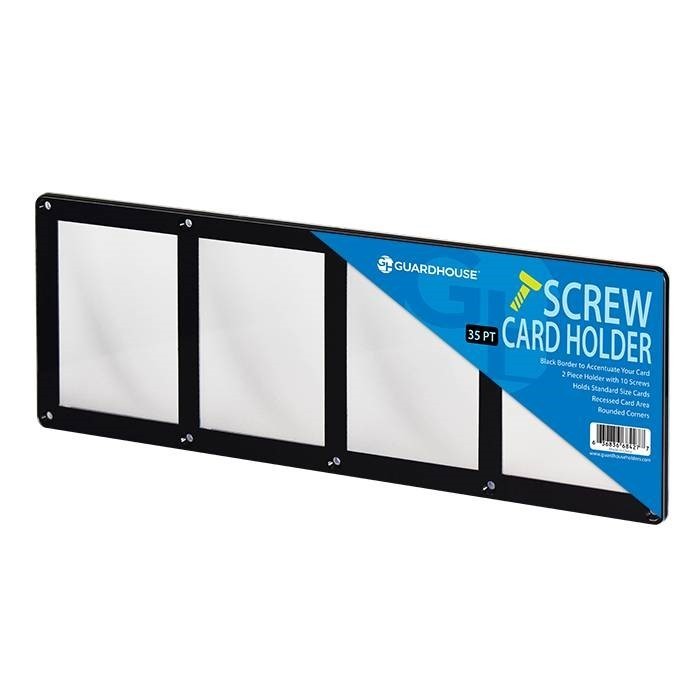 35pt Quad Screwdown Card Holder Black Border Recessed TCG Sports Display Case