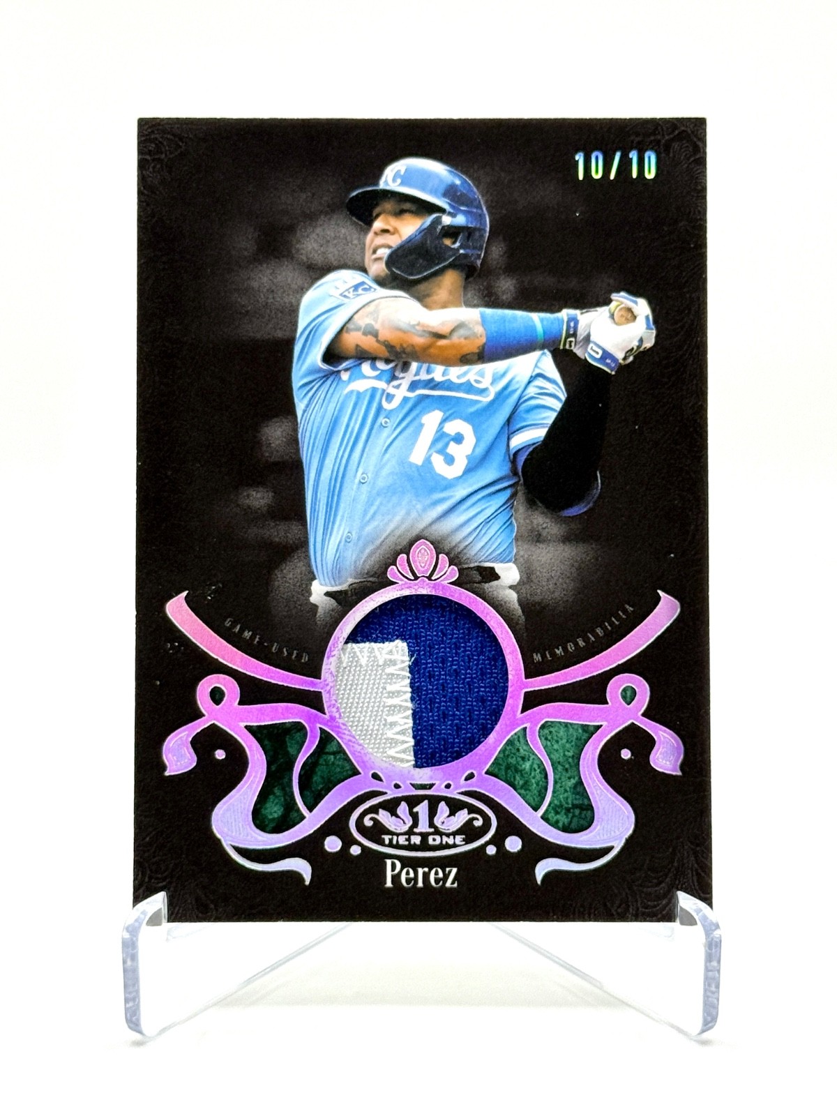 2026 Topps Tier One Salvador Perez Shadow Relic Holo Silver Patch 10/10 Royals