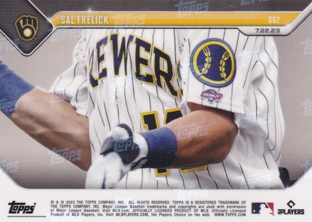 2023 TOPPS NOW #602 SAL FRELICK- MILWAUKEE BREWERS