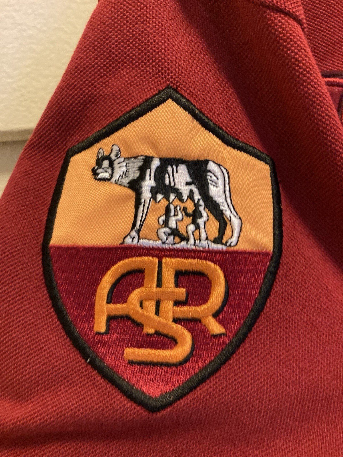 Kappa AS Roma Italy Italia Calcio Polo Shirt Mens Size M Red Slim Fit