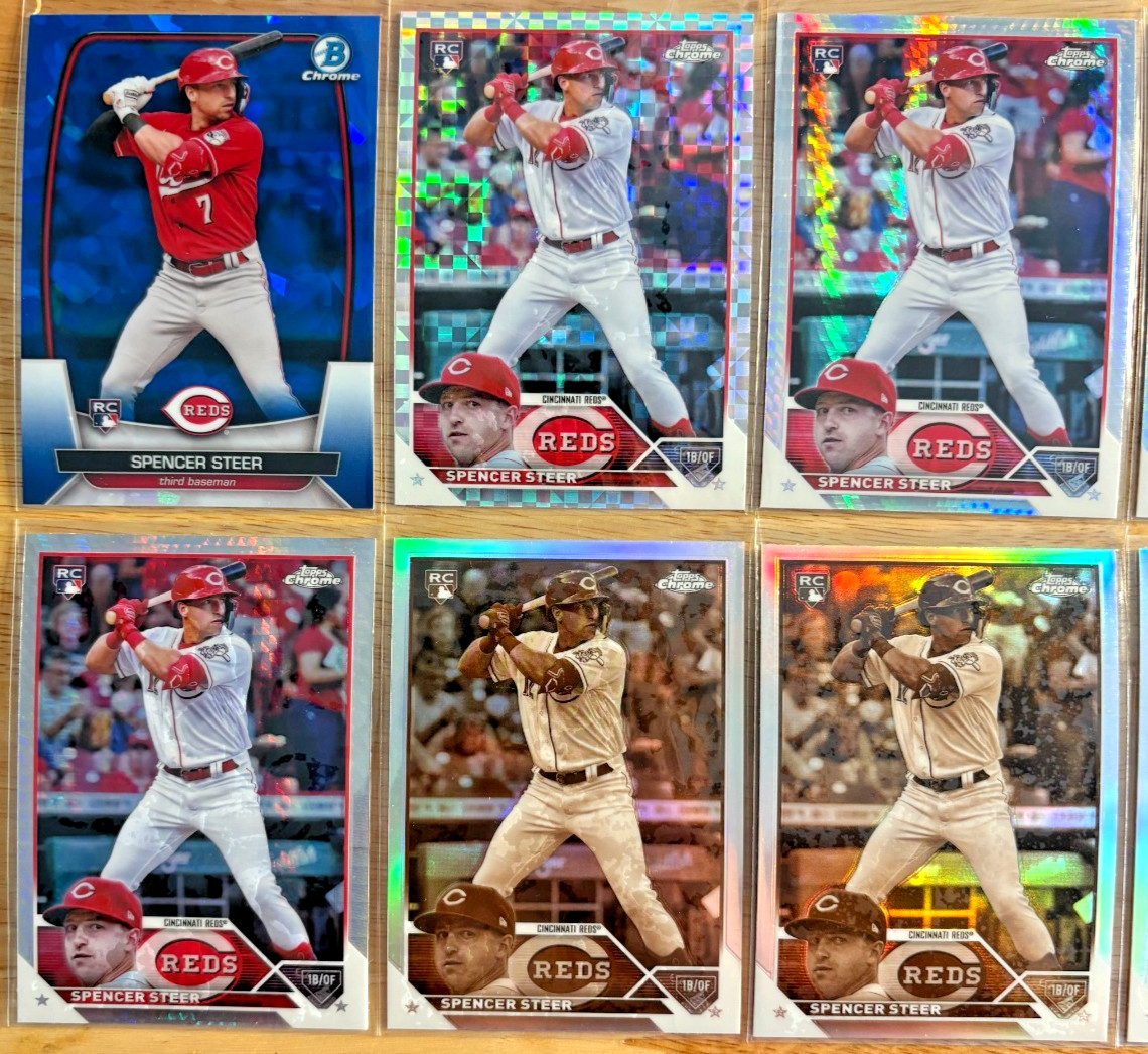 (15x) Spencer Steer 2023 Topps/Bowman SAPPHIRE/X-FRACTOR/SEPIA+ Rookie Lot (RC)