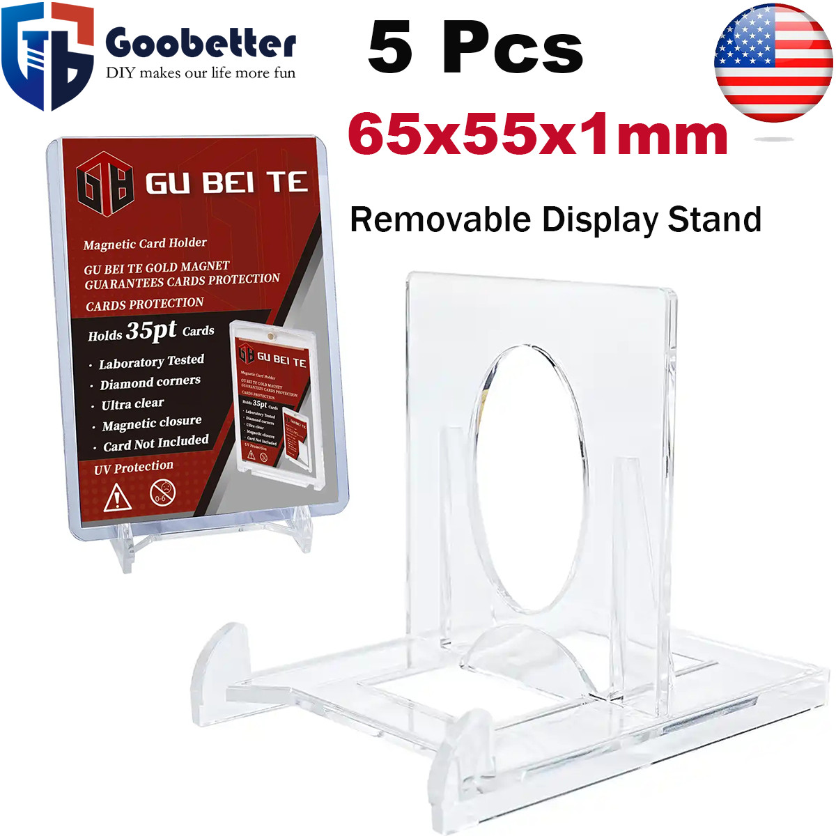 5Pcs Adjustable Clear Display Stand Easels for Cards Display Sports Cards Stand
