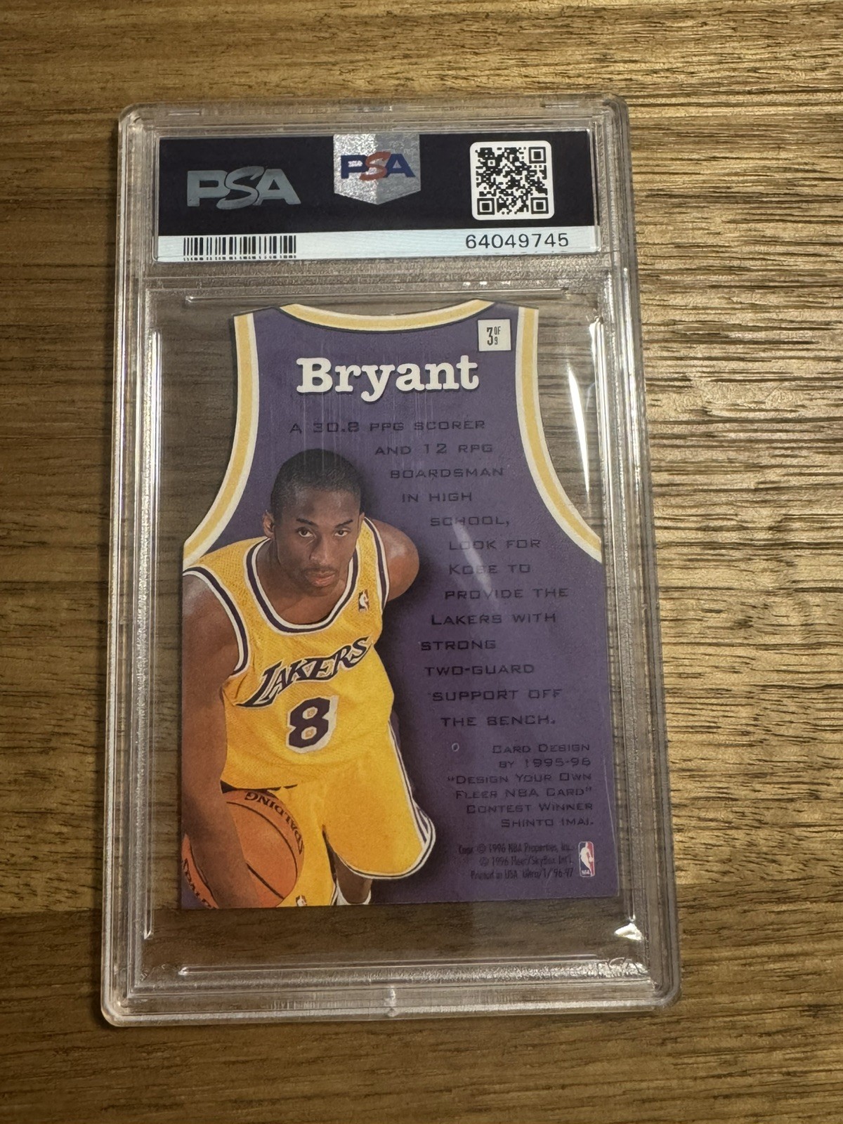 1996-97 Fleer Ultra Fresh Faces Kobe Bryant #3 PSA 8 Los Angeles Lakers Rookie
