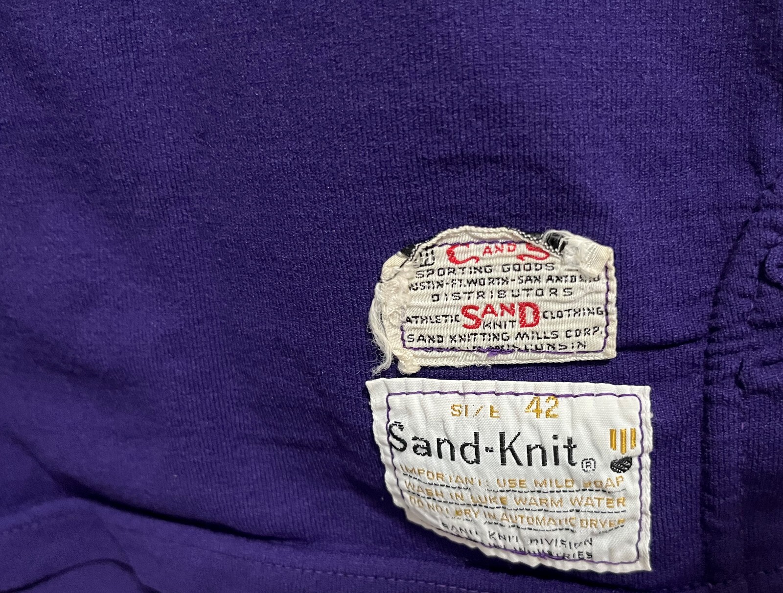 TCU HORNED FROGS 554 Adult Purple Track-Field Team Issued Tank Top 42 Sand Knit