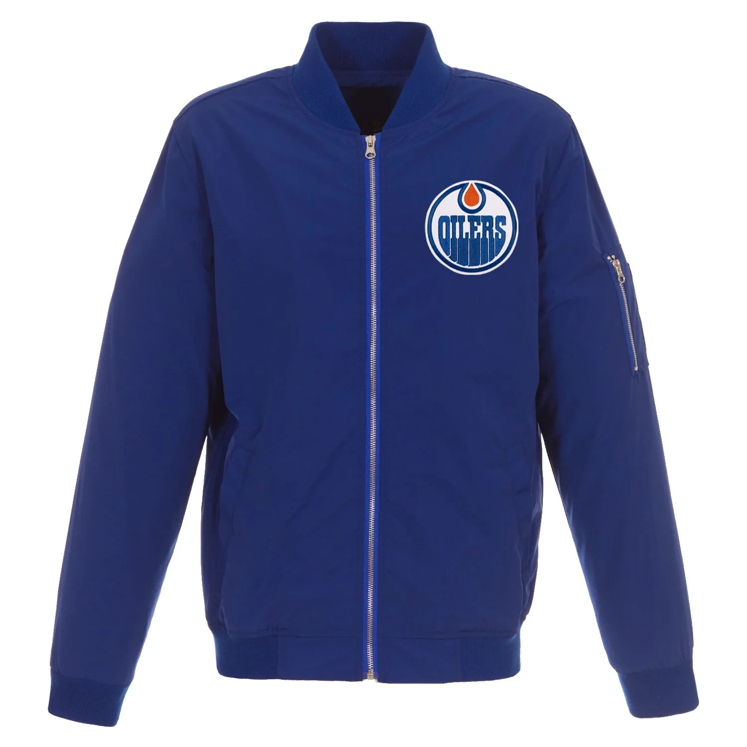 JH Design Edmonton Oilers Jackets Bomber Jacket Zip Up Coat