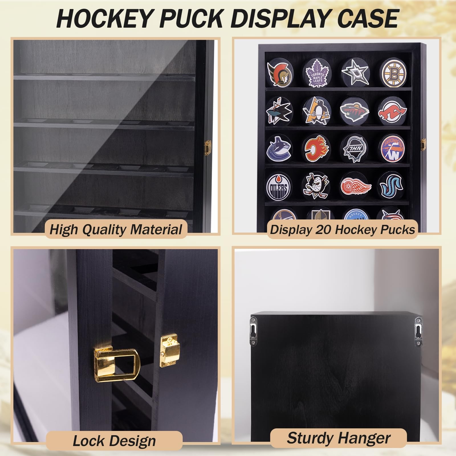 20 PCS Hockey Puck Display Case Wall Mount Holder Box Shadow Rack Storage
