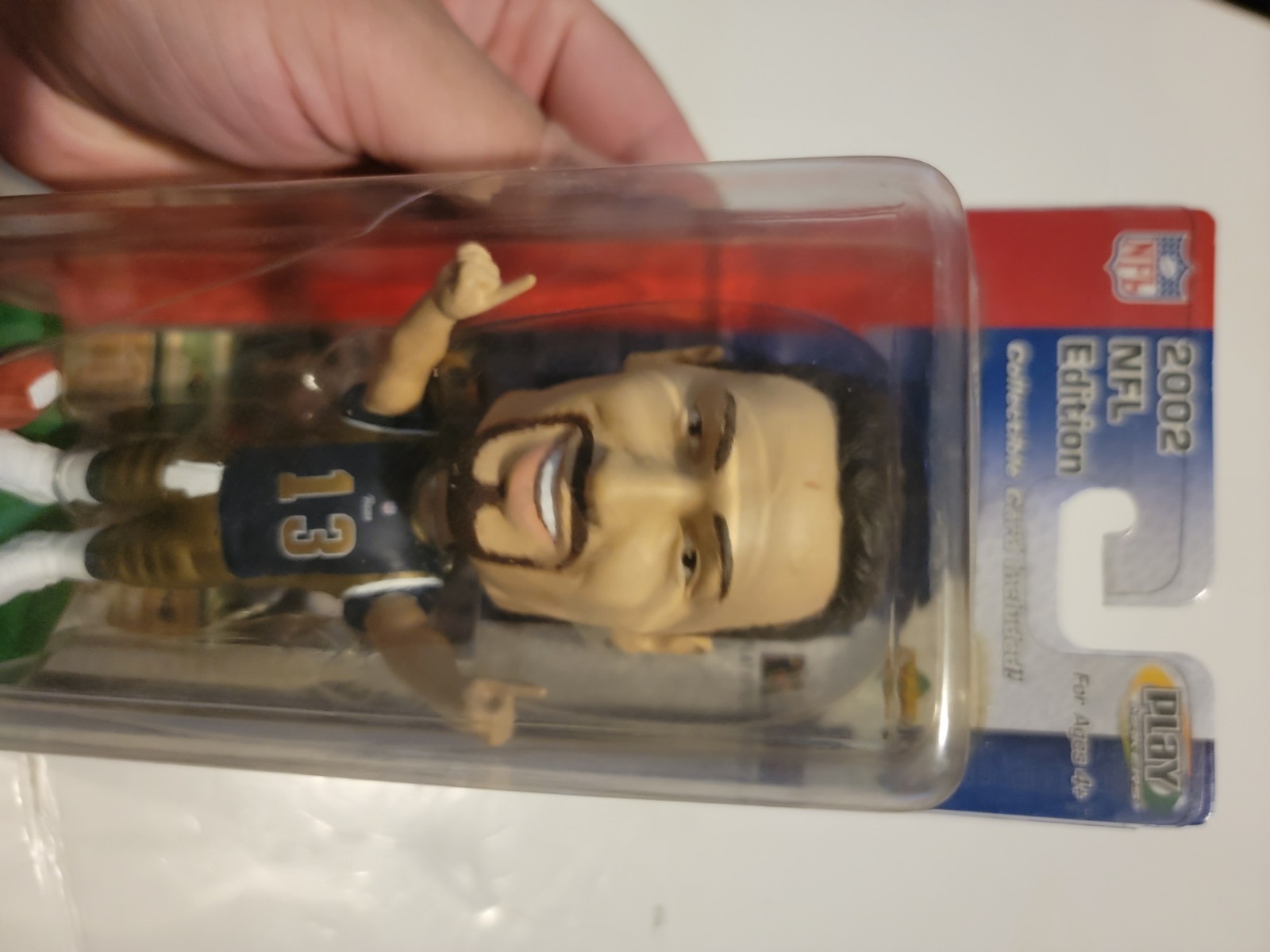 2002 NFL EDITION PLAY MAKER KURT WARNER BOBBLE HEAD + CARD NFL UPPER DECK Rams
