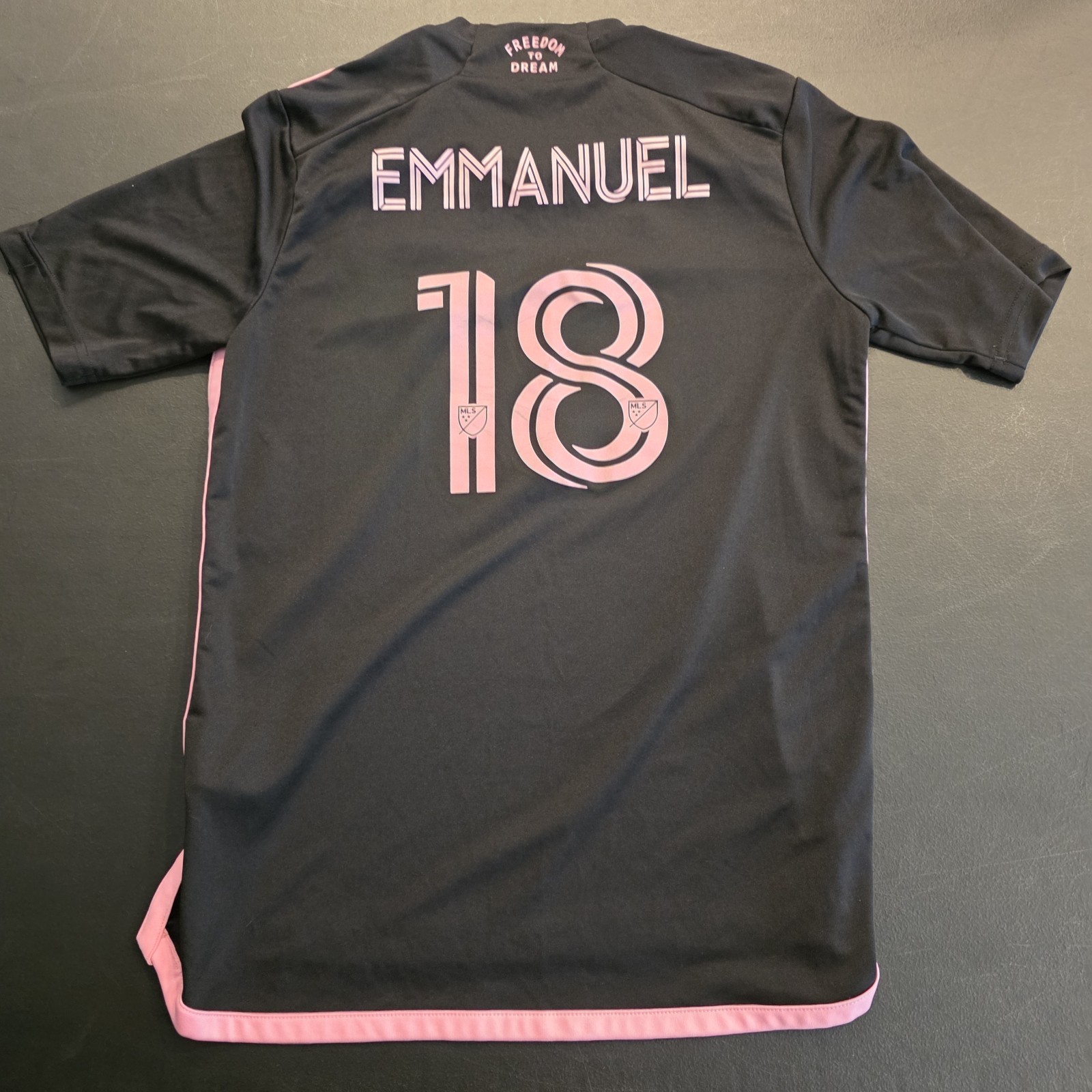 Adidas Inter Miami 2023/2024 Away Jersey Black/Pink #18 Emmanuel Youth L 13-14Y