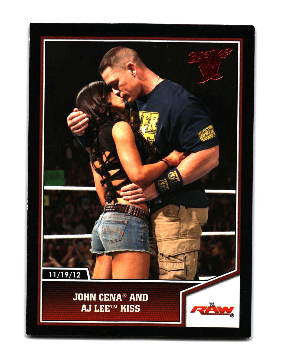 2013 Topps Best of WWE John Cena and AJ Lee Kiss 64