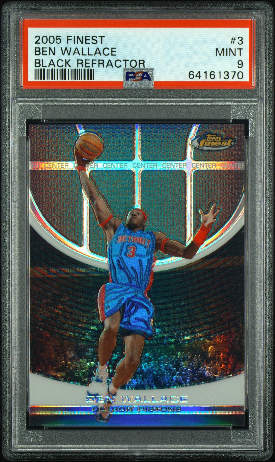 2005-06 Topps Finest #3 Big Ben Wallace Refractors Black PSA 9 /19 Pistons