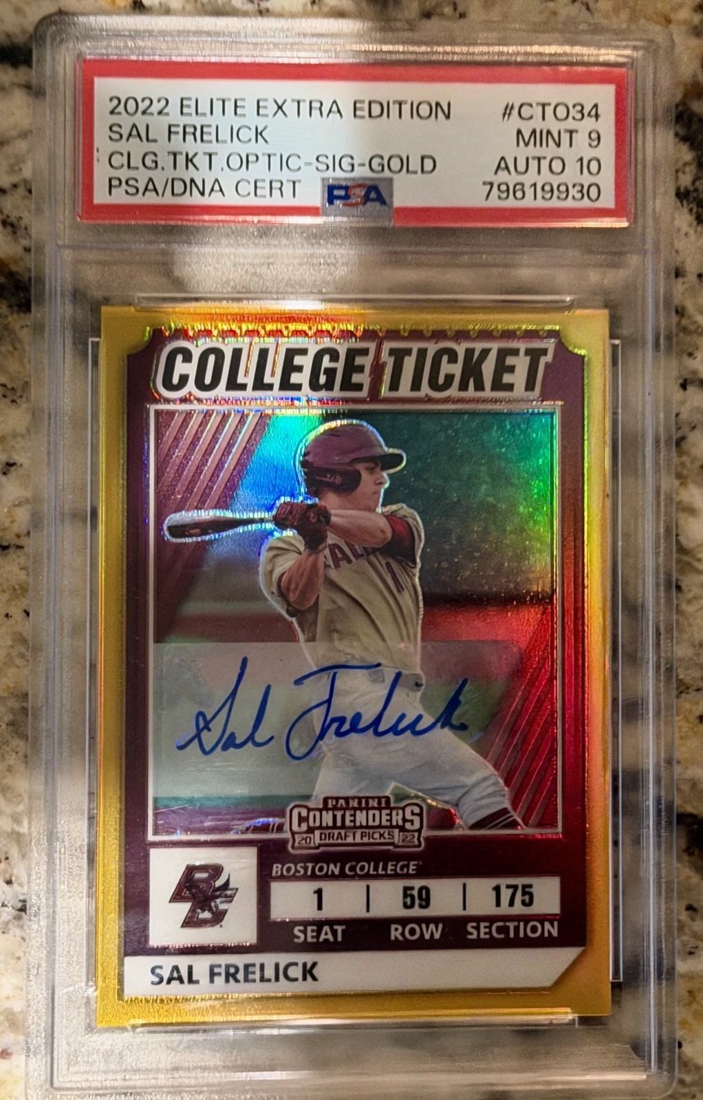 2022 ELITE EXTRA EDITION SAL FRELICK CLG.TKT.OPTIC-SIG-GOLD AUTO