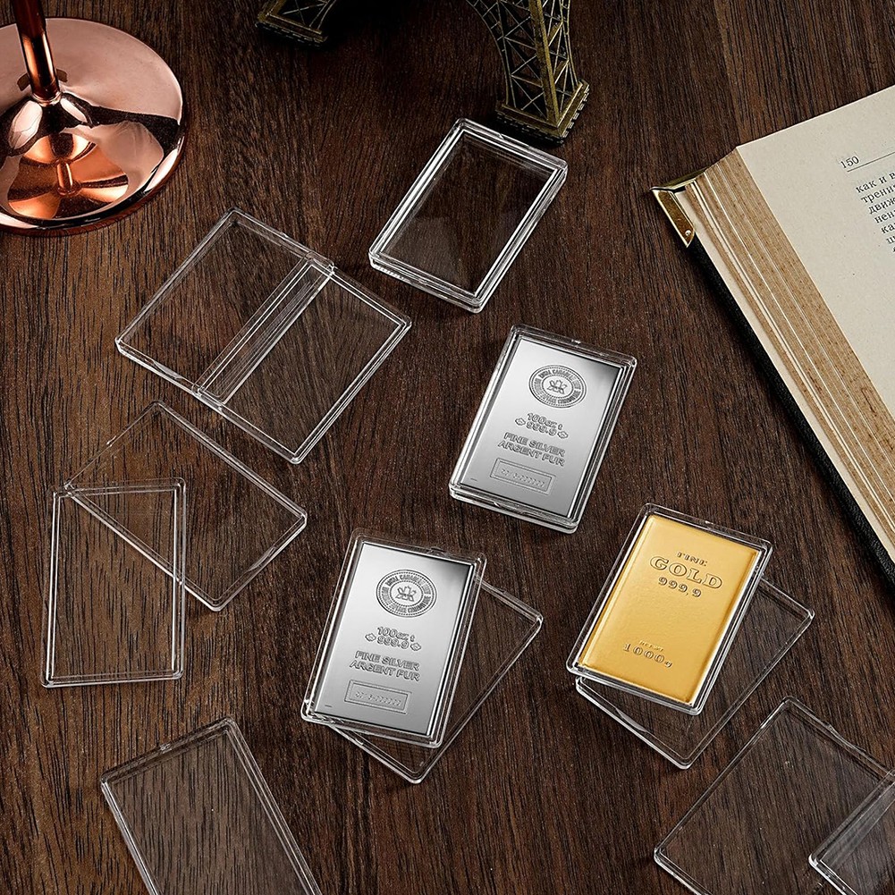5-50 Pcs 1 Oz Silver Bar Holder Acrylic Storage Clear Case Capsule Container