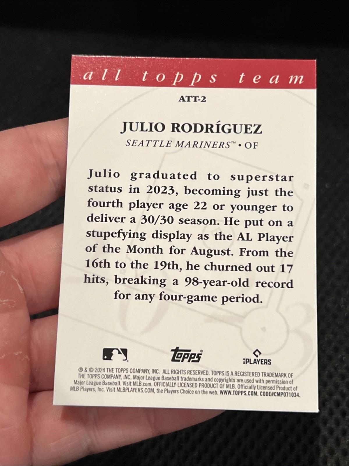 2023 All Topps Team Julio Rodriguez Blue SP Mariners #ATT-2 2024 Topps Series 1