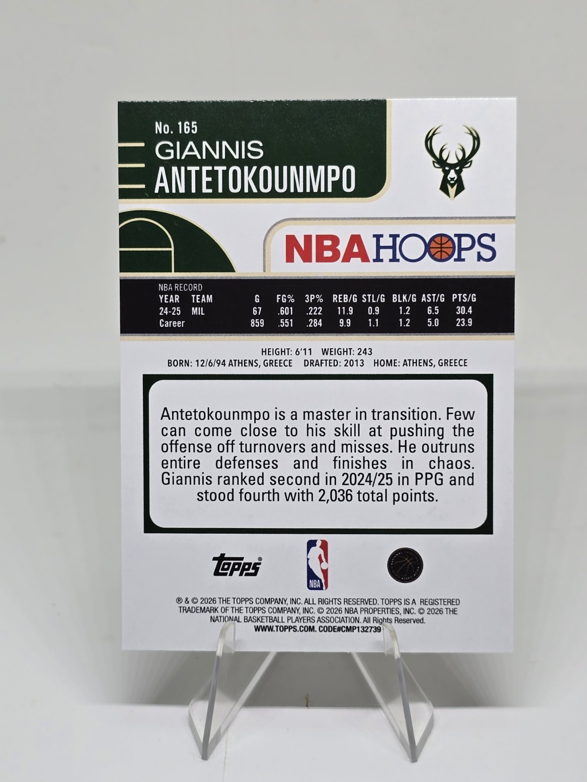 Giannis Antetokounmpo 2025 Panini Hoops 8 Card Lot Bucks All Different