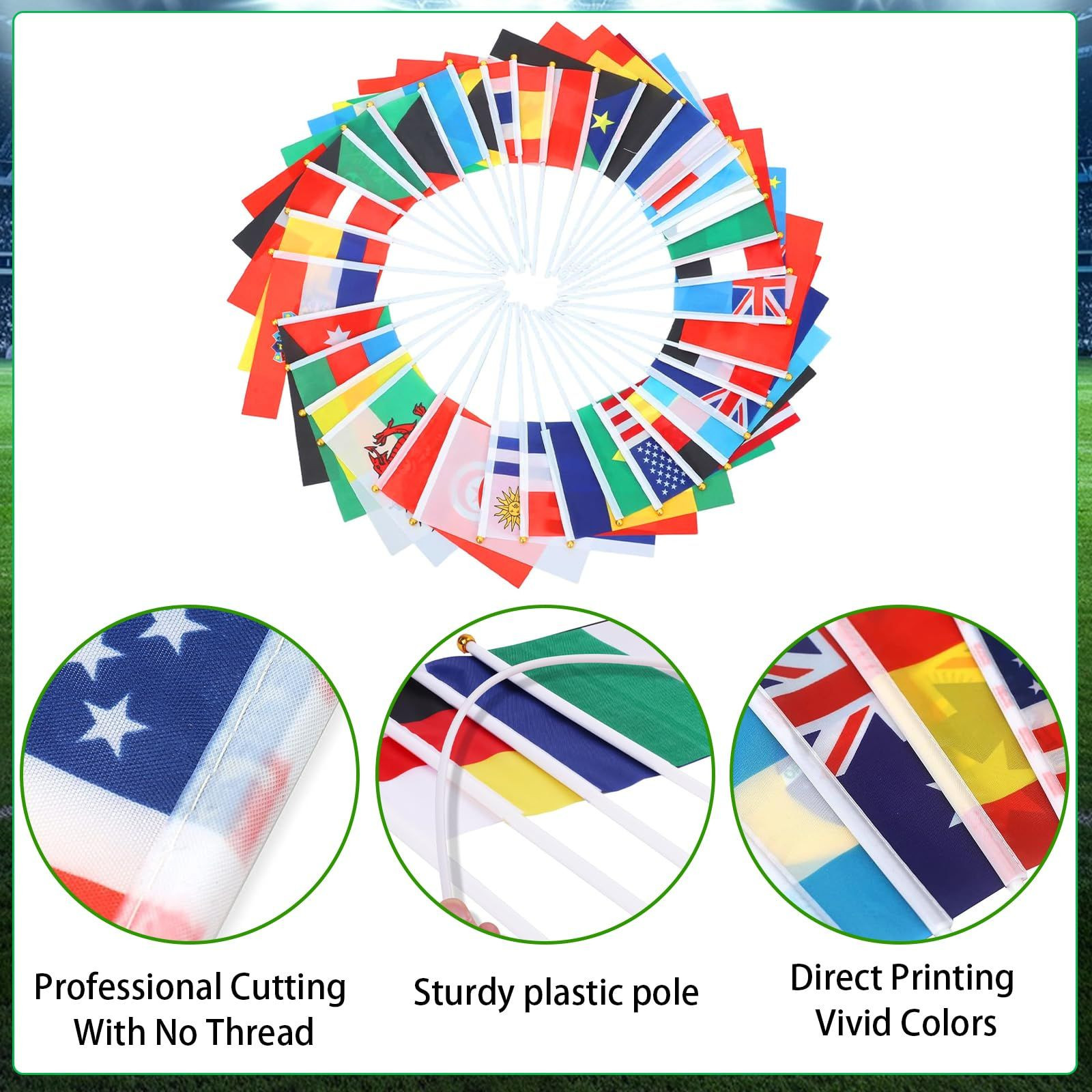 100 Countries International Flags of the World Mini Hand 5×8 Inch, MULTICOLOR