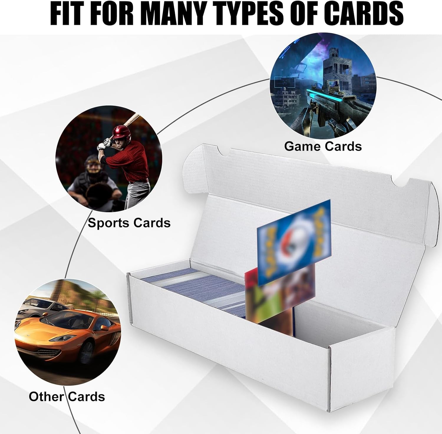 Trading Card Storage Box, 3-Pack 1100 Count White Corrugated Cardboard Bulk S…