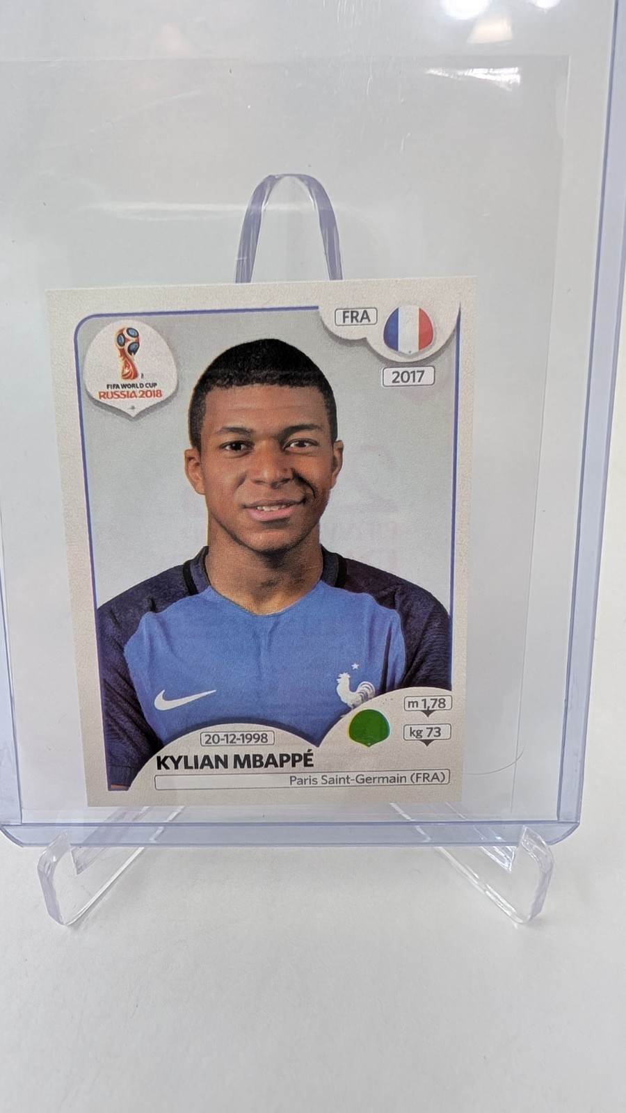 2018 Panini World Cup Russia Sticker Kylian Mbappe Rookie #197 Pink Back
