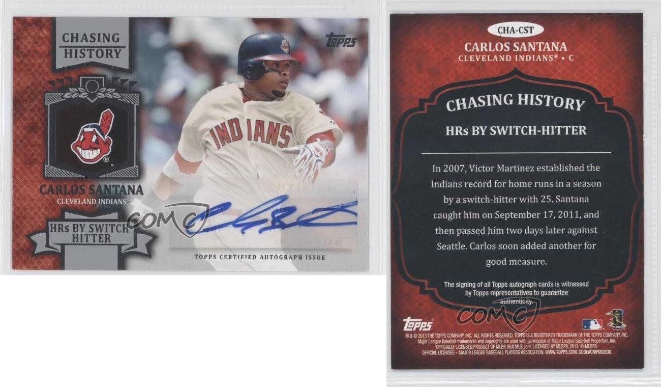 2013 Topps Chasing History Carlos Santana #CHA-CST Auto 1c4