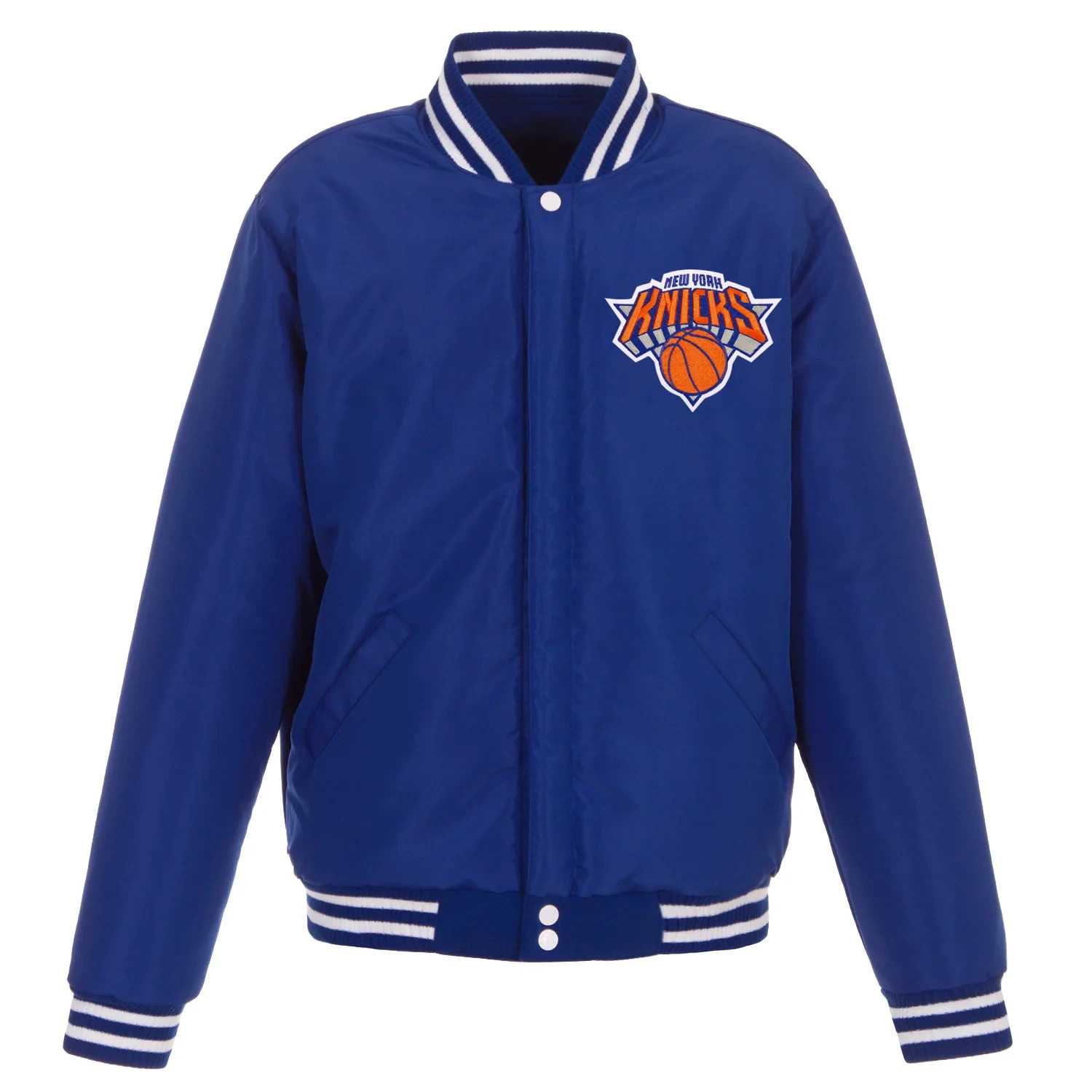 JH Design New York Knicks Jacket Varsity Style Snap Up Coat