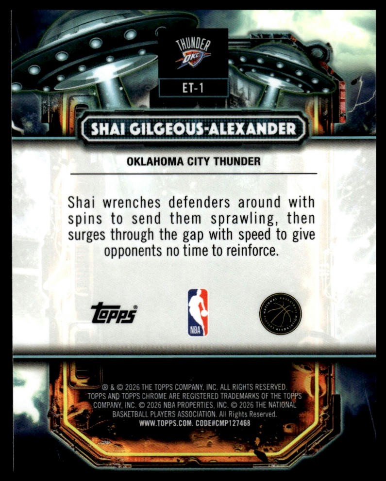 2025-26 Topps Chrome Cosmic #ET-1 Shai Gilgeous-Alexander Extraterrestrial