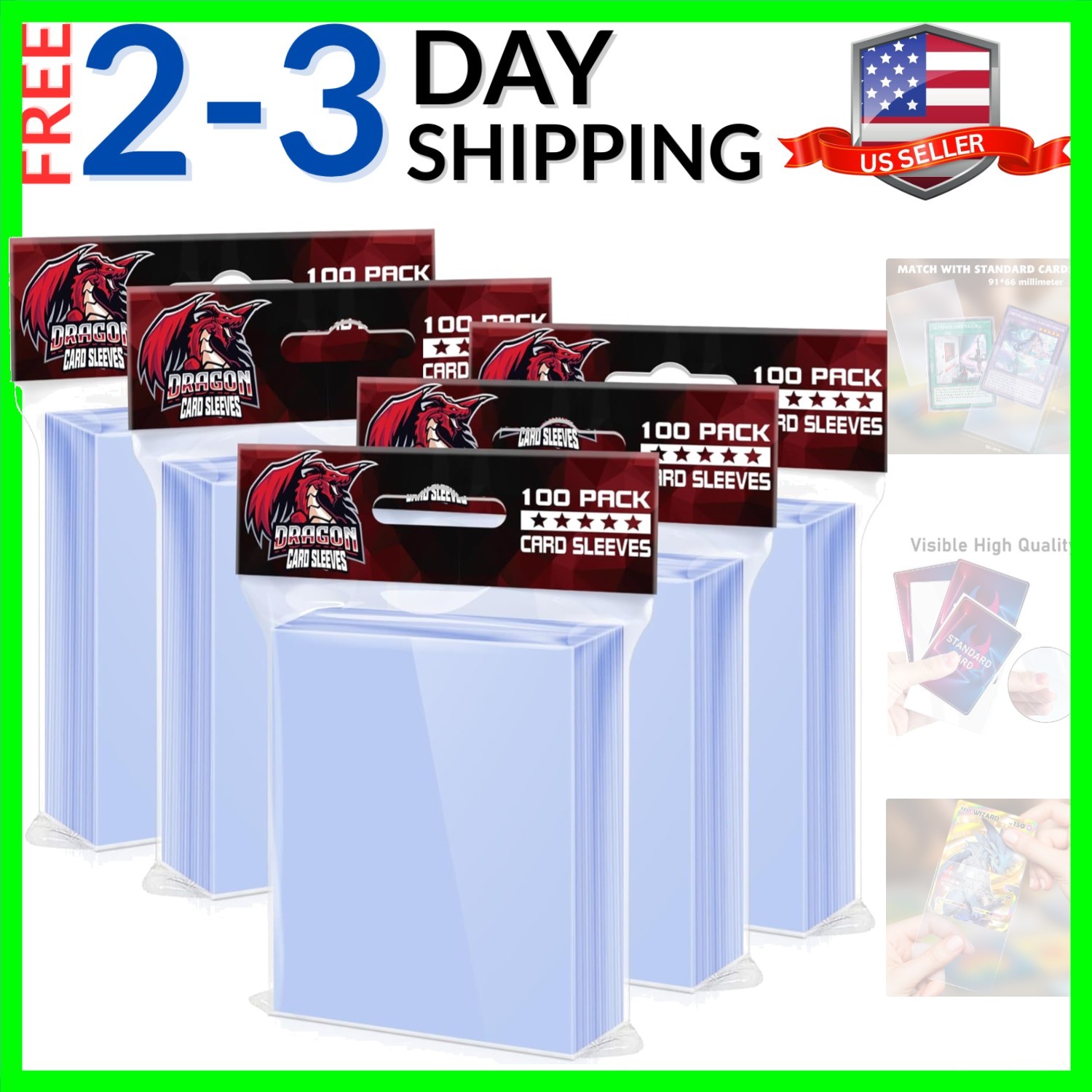 500 Pcs Card Sleeves for Trading Card, Soft Clear Baseball Card Sleeves Penny…