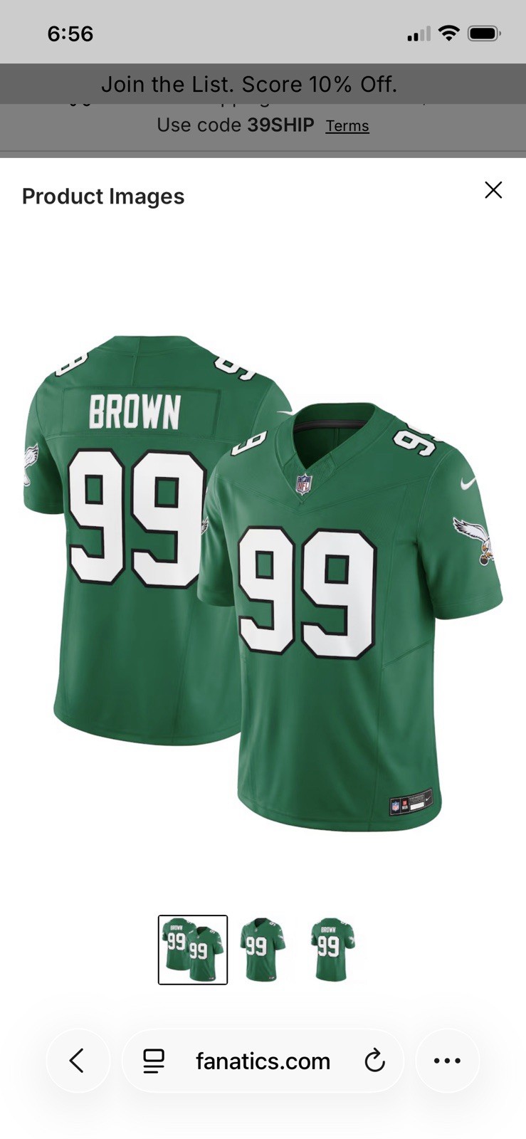 New Kelly Green. Jerome Brown Nike Vapor Jersey Size Xl