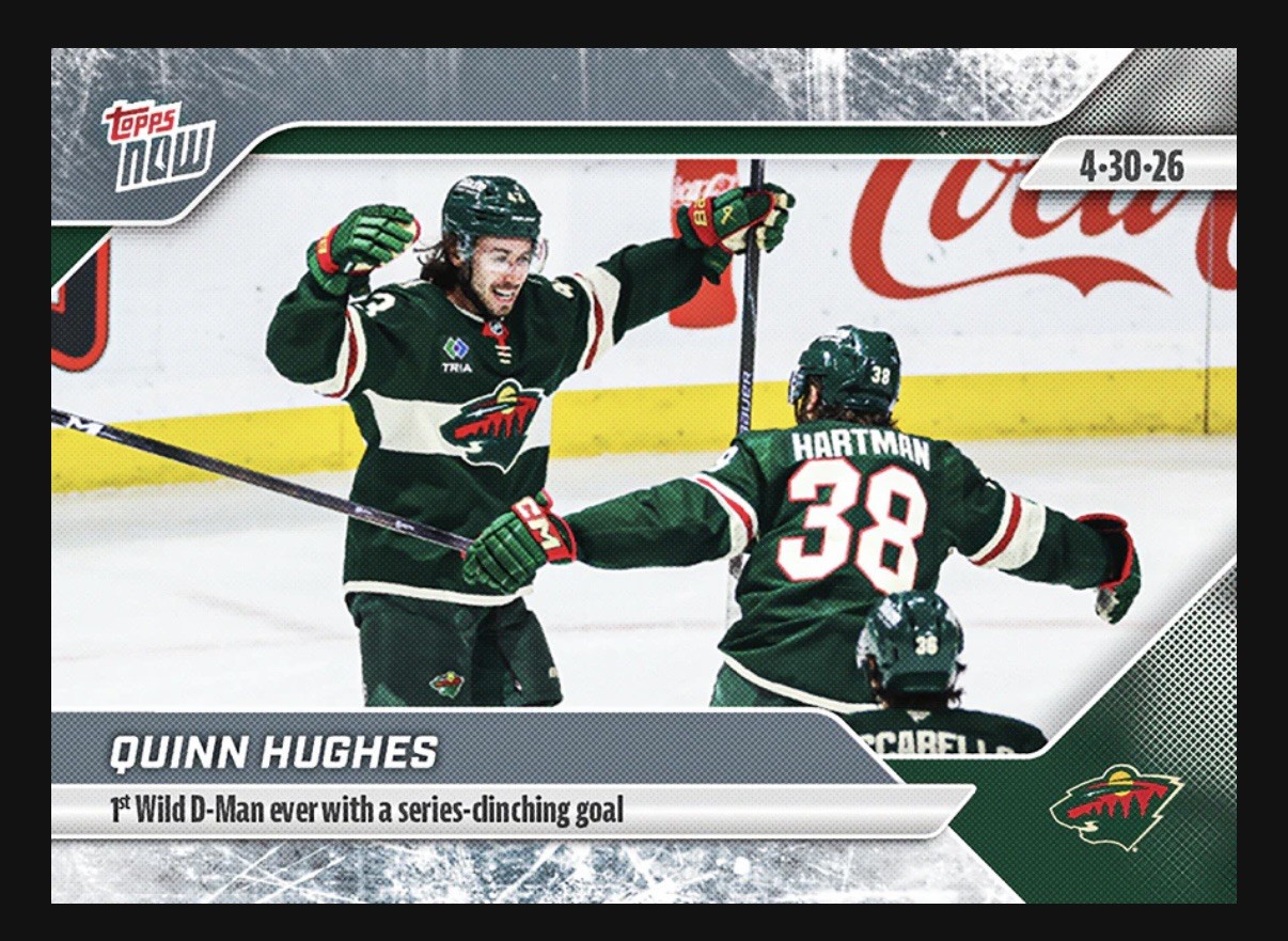 Quinn Hughes 2025-26 NHL Topps Now Sticker #162 Minnesota Wild Presale