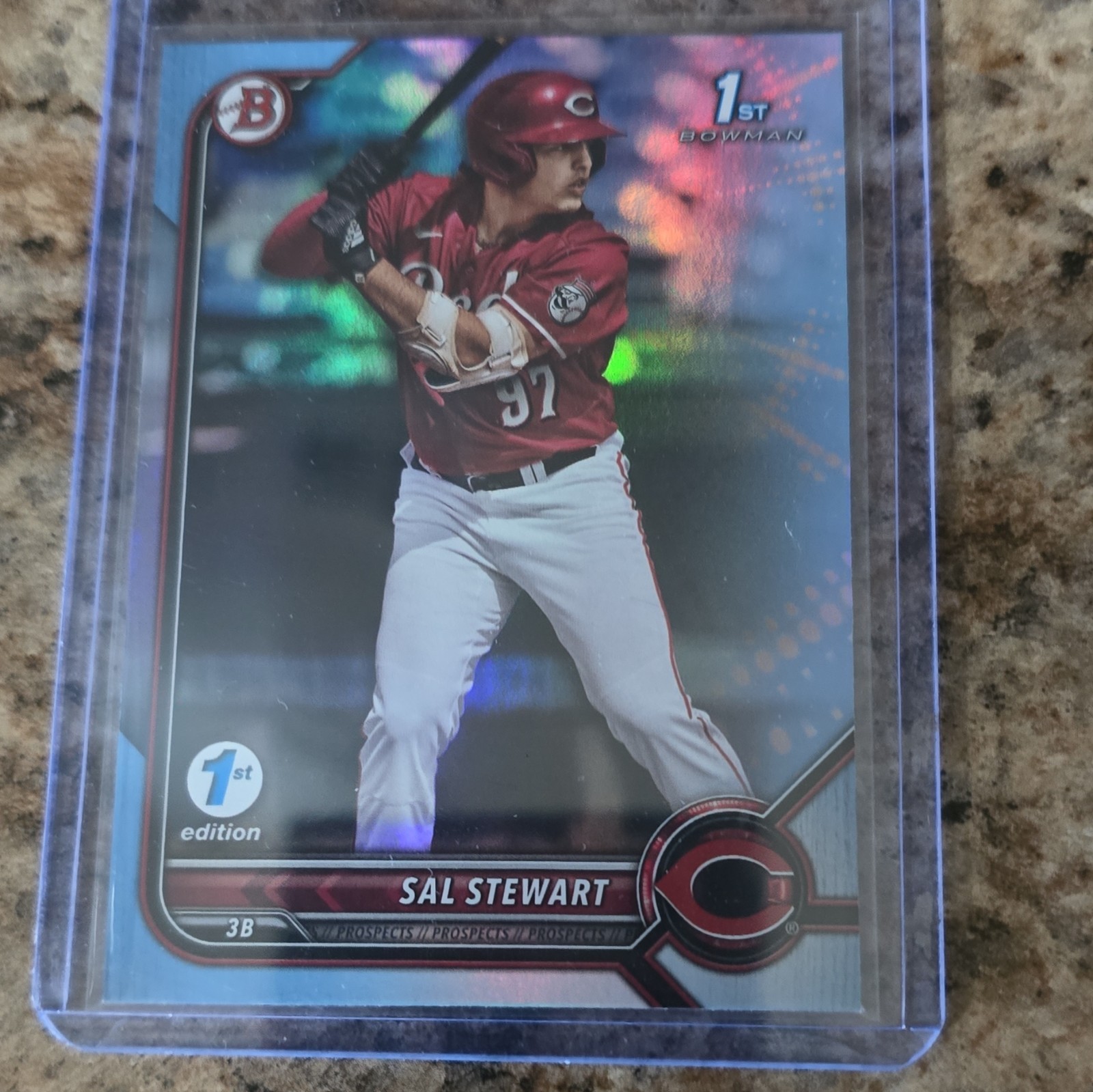 Topps 2022 Bowman Draft 1st Edition Prospect Sal Stewart Reds BD-122 Sky Blue