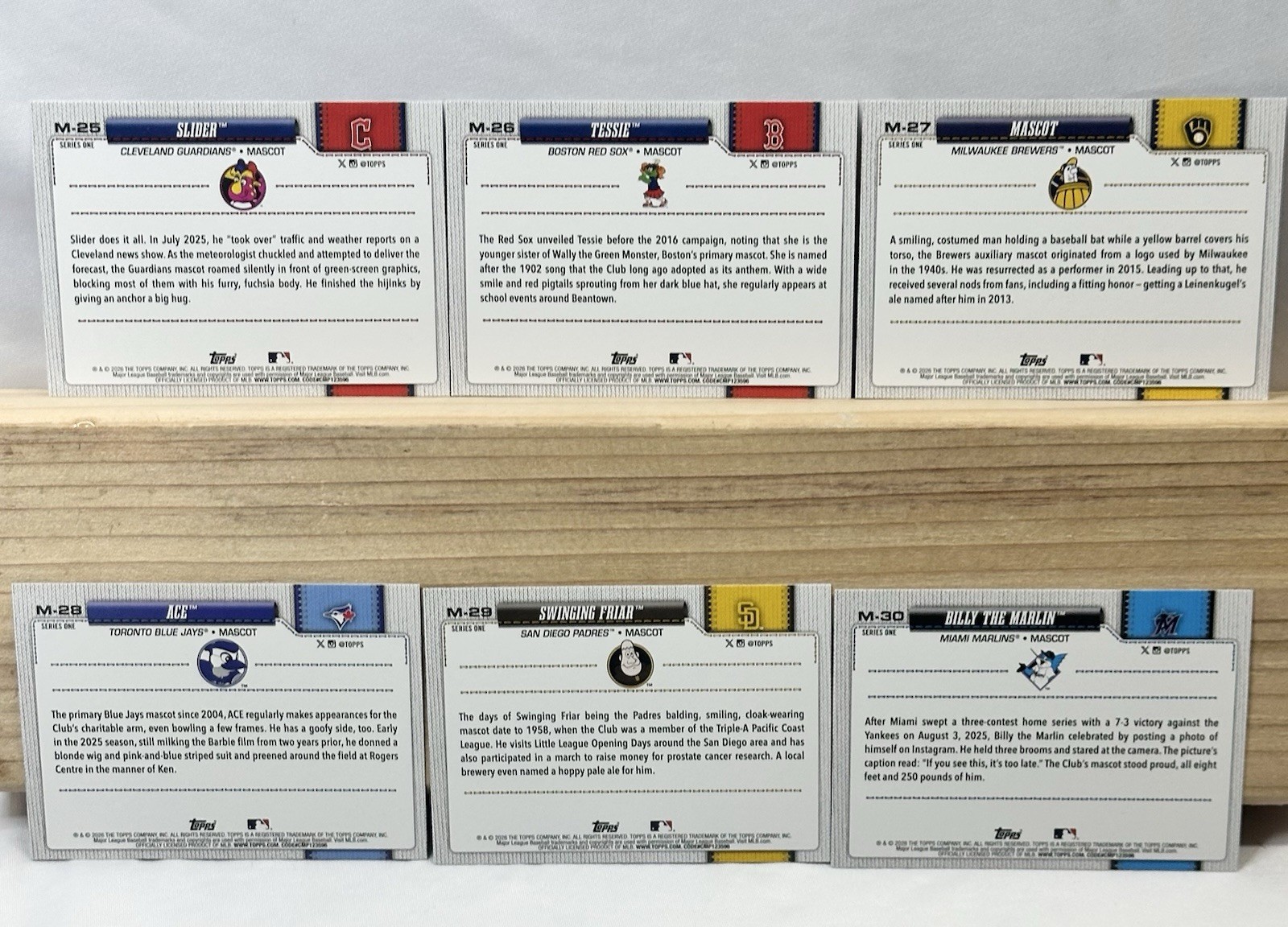2026 Topps Series 1 Baseball Celebration Mascots Complete Set M-1 to M-30