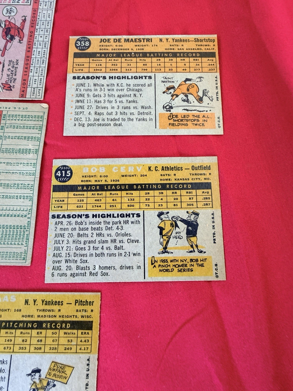 Lot of 10 1958 Topps Baseball Cards Fox Minoso Yankees Pirates #50 #74 #96