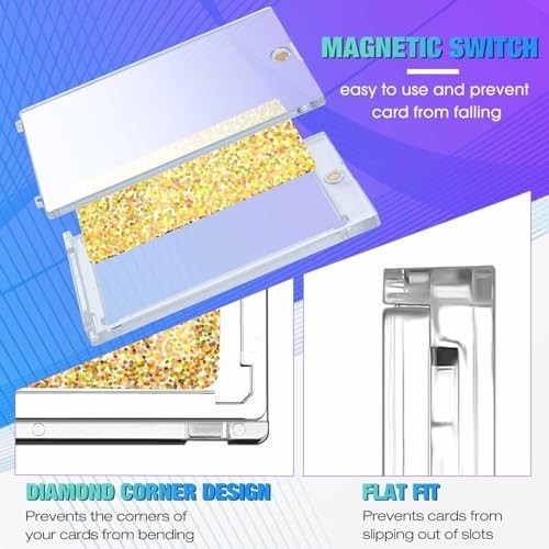 60 Pcs Magnetic Card Holders – Clear Protectors for Thick Sports Cards, Collecti
