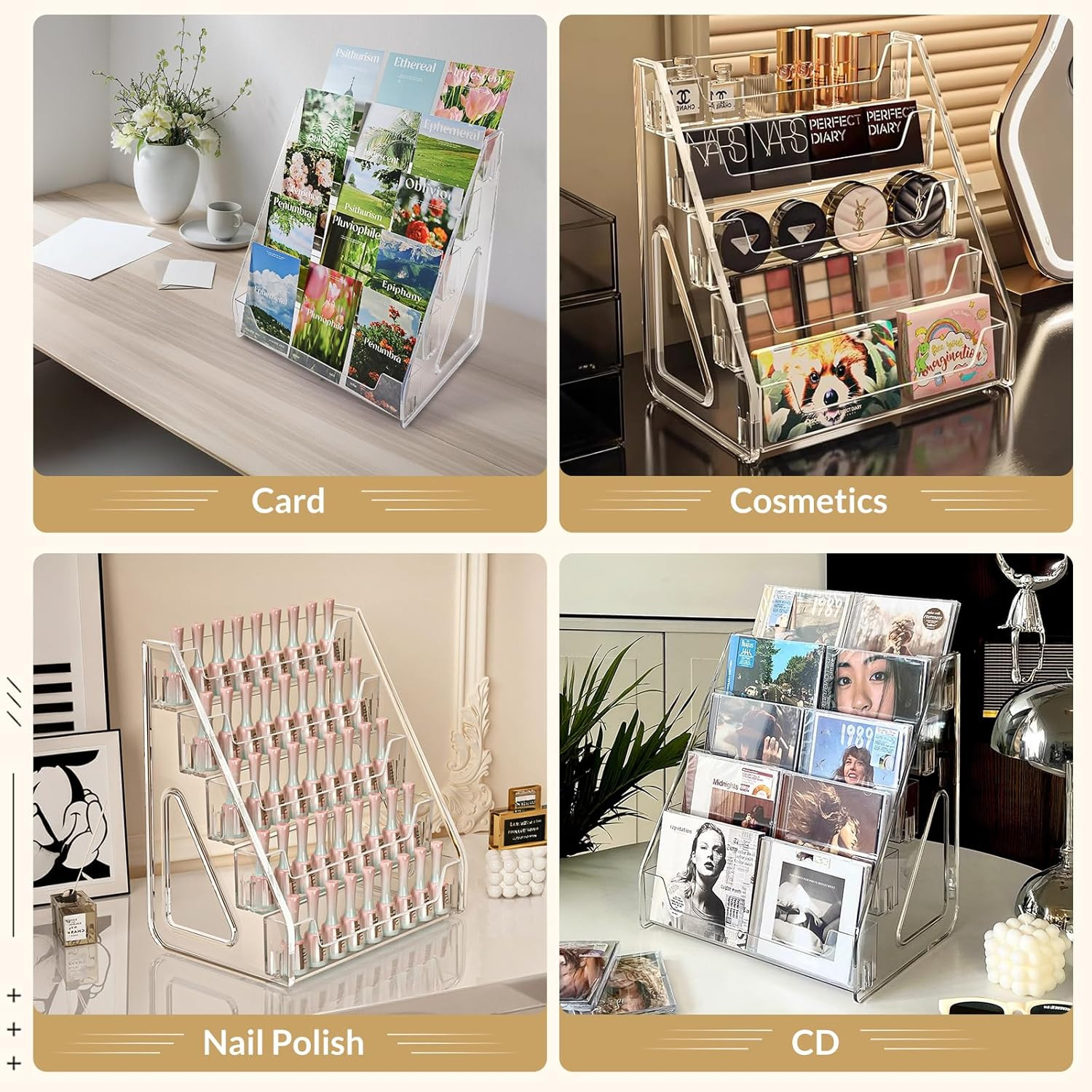 Trading Card Display Stand, 5 Tier Vertical Holder for Baseball Basketball Sport