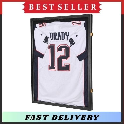 Jersey Display Case Wooden Shadow Box Frame 98% UV Acrylic Sports Shirt Black