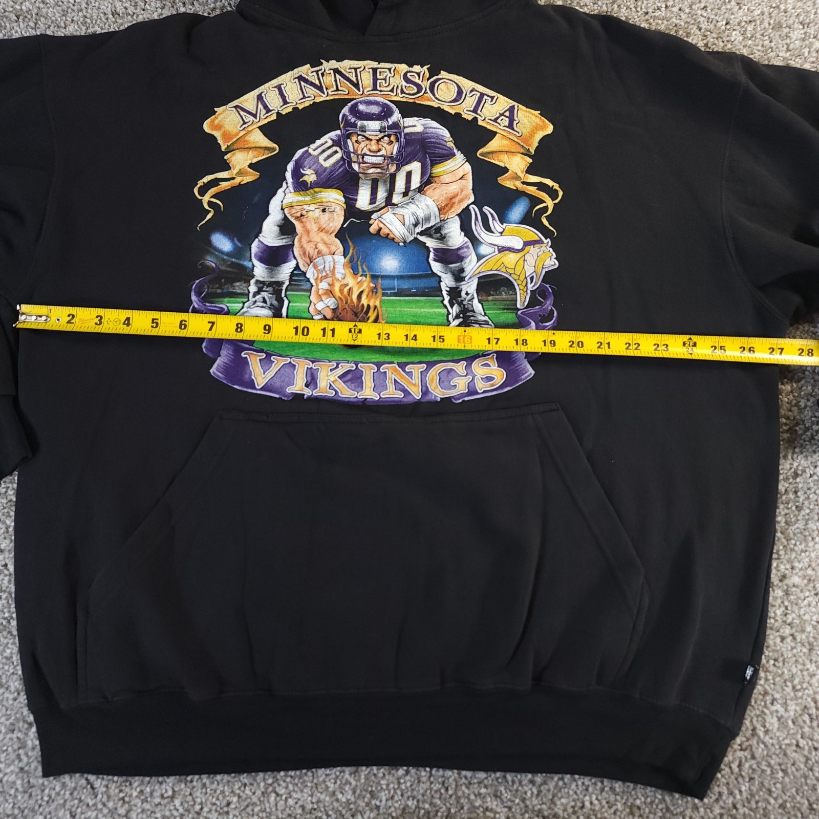 Vintage Minnesota Vikings Hoodie Mens 2X 2XL NFL Team Apparel Big & Tall Black