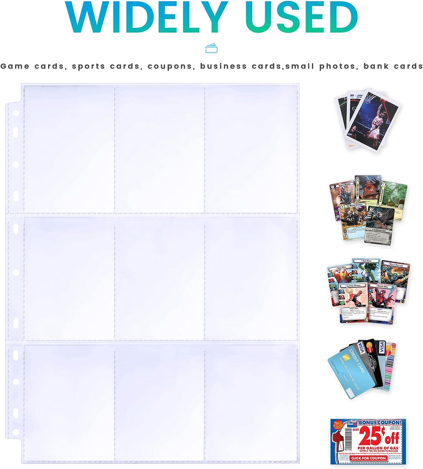 30 Paquete De 540 Fundas Para Tarjetas De Carpeta Con 540 Bolsillos, Doble Ca…